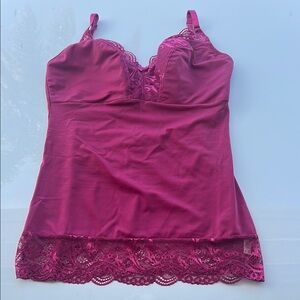 Rhonda Shear Pink Shapewear Camisole with Lace Trim
